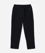 Pantalón de corte recto confeccionado en tejido de algodón, con cintura elástica ajustable mediante lazo y bolsillos laterales.