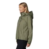 Campera impermeable y transpirable Columbia Hikebound II Jacket con tecnología Omni-Tech, color verde militar, con capucha ajustable, bolsillos con cierre y costuras totalmente selladas.