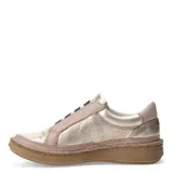 Zapatos casuales de mujer Lombardino, color negro, con diseño de paneles combinados en cuero liso y texturizado. Presentan detalles en charol, elásticos en el empeine y una suela con borde de yute trenzado sobre una base blanca.