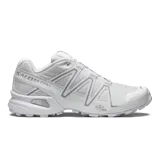 Championes de trail running Salomon Speedcross 3, color blanco, con suela Contagrip de gran agarre, sistema de amortiguación ligero y diseño técnico con refuerzos laterales.