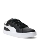 Championes urbanos Puma modelo Park Lifestyle Easy, color negro con detalles en blanco. Presentan un diseño de corte bajo con cordones anchos, suela de goma blanca y el logo de la marca en el lateral y la lengüeta.
