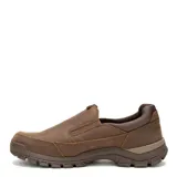 Zapatos slip-on Caterpillar modelo Threshold Slip On, color marrón, confeccionados en cuero, con diseño sin cordones, elásticos laterales para un calce cómodo y suela de goma antideslizante con logo en la puntera.