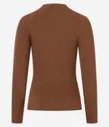 Blusa marrón de mangas largas, confeccionada en viscosa, con cuello redondo y sisas raglán.