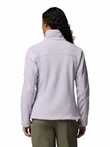 Campera de polar Columbia modelo Fast Trek II, color lila, con cierre frontal completo, cuello alto y bolsillos laterales con cierre.