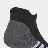 Pack de tres pares de medias deportivas Adidas de caña baja con tecnología Climacool, en color negro con detalles en gris y blanco, con amortiguación en talón y antepié.