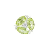 Aros de plata 925 con tres piedras peridoto y un topacio blanco central. Cierre de tornillo.