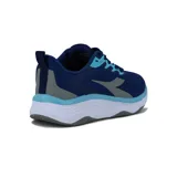 Championes de running Diadora modelo Delta, color azul marino con detalles en celeste y gris.