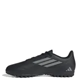 Championes de fútbol 5 Adidas modelo III TF, color negro con las tres tiras características en gris. Presentan suela con tapones pequeños ideales para césped sintético y cierre con cordones.