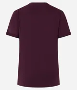 Remera básica de cuello redondo y manga corta con detalle de dobladillo, confeccionada en algodón suave.
