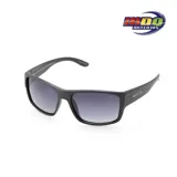 Lentes de sol MDQ modelo Koh Tao, con montura negra rectangular y lentes grises degradadas.