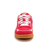 Zapatillas Caterpillar Pause Retro Canvas, color rojo con detalles en blanco y suela color caramelo.