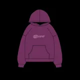 Buzo hoodie color violeta con logo estampado en el pecho.