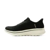 Championes deportivos Skechers Slip-ins Go Walk Arch Fit N-Joy Ria, modelo sin cordones con capellada de punto brillante en color negro y suela blanca con amortiguación Arch Fit.