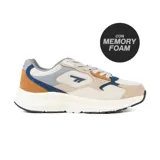 Championes deportivos Hi-Tec Dallas, con capellada en tonos beige, marrón, azul y gris. Posee tecnología con memory foam.