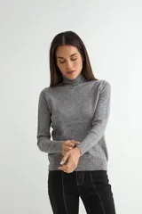 Polera de cuello alto y manga larga, confeccionada en tejido de punto fino con un diseño ajustado al cuerpo.