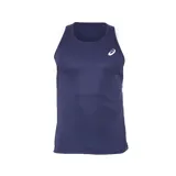 Musculosa deportiva Asics Core Running color azul marino, con logo reflectivo en el pecho.