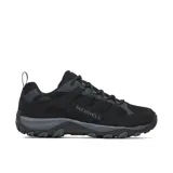 Calzado de trekking Merrell modelo Accentor 4 Wp, de color negro, confeccionado con gamuza y malla transpirable, con diseño impermeable, suela de goma y cordones tradicionales.