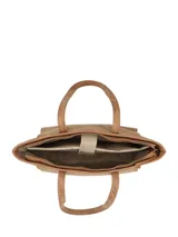 Cartera tipo tote de Hush Puppies en color caramelo, con diseño estructurado, doble asa de hombro y cierre superior.