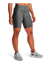 Calza corta gris jaspeado Under Armour HeatGear Bike Short, de tiro alto y calce ajustado.