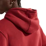 Canguro Nike con capucha y cordones ajustables, color beige. Presenta un diseño gráfico frontal con el logo de la marca bordado y detalle de textura, además de un pequeño logo en el puño de la manga izquierda. Cuenta con un bolsillo frontal tipo canguro.