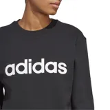 Buzo negro de felpa Adidas Essentials Linear con logo blanco estampado en el frente.
