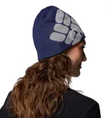 Gorro de lana tejido en color azul marino con el logo de la marca Columbia estampado en gris en el frente. Cuenta con tecnología termorreflectante interna para mayor retención de calor.