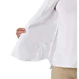 Camisa de manga larga Columbia modelo Silver Ridge 3.0, de color blanco, con protección solar y bolsillos en el pecho.
