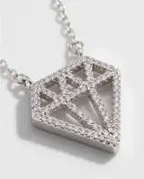 Collar de plata 925 con dije en forma de diamante pavé, adornado con circonias brillantes.