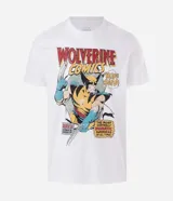 Remera de algodón con cuello redondo y mangas cortas. Presenta un estampado frontal con diseño de cómic de Wolverine de Marvel.