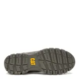 Zapatos slip-on Caterpillar color marrón oscuro, de diseño casual y robusto con refuerzos laterales elásticos, suela dentada y detalles de la marca en el lateral y el talón.