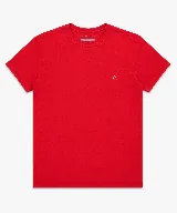 Remera Brooksfield de algodón pima color verde militar, de manga corta y cuello redondo, con pequeño logo bordado en el pecho.