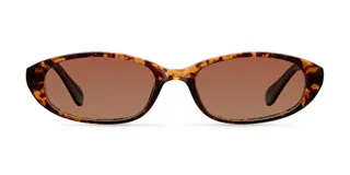Lentes de sol con montura ovalada de diseño carey y lentes polarizadas en color marrón. Cuentan con protección UV400 y recubrimiento resistente a rayaduras.