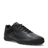 Championes de fútbol Umbro Borel Club TF, modelo para hombre, color negro con diseño texturizado a rayas diagonales y suela multitaco especial para césped sintético.