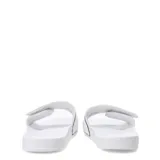 Sandalias tipo ojota Puma modelo Leadcat 2.0 V, color blanco con logo y detalles en negro. Presentan una banda superior ajustable con cierre de velcro.