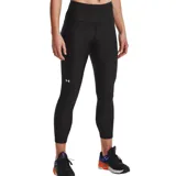 Calza capri Under Armour HeatGear negra con logo en la pierna izquierda.