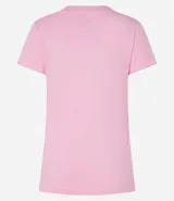 Blusa básica de algodón con cuello en V, manga corta y un pequeño bolsillo frontal. Diseño liso y versátil.