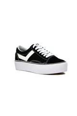 Championes con plataforma Pony modelo Garden CF1189H, color negro con detalles blancos y suela gruesa.