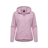 Campera Nike de entrenamiento modelo Tempo Repel, color rosado, con capucha ajustable, cierre frontal completo y logo reflectante de la marca en el pecho.