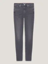 Pantalón de jean superceñido de talle alto, color gris oscuro, con Flex Technology y efecto desteñido integral.