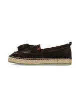 Slip on Giada chocolate de gamuza con detalle de flecos y suela de yute trenzado.