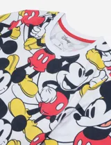 Remera blanca de algodón con estampado all over de Mickey Mouse.