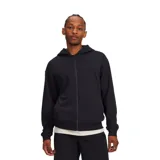 Campera deportiva con capucha y cierre frontal completo, confeccionada en tejido de algodón y poliéster. Presenta un diseño minimalista en color negro con logo de la marca bordado en el pecho y puños acanalados.