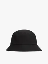 Gorro tipo bucket negro de sarga de algodón, con costuras texturizadas en el ala y el logo lineal de Tommy Jeans bordado en la parte delantera.