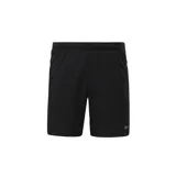 Short deportivo negro de tejido woven con cintura elástica y calza interior.