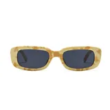 Gafas de sol unisex con montura rectangular color crema con estampado animal print en marrón.