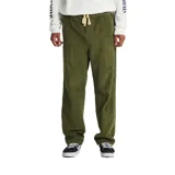 Pantalón de pana de algodón de corte recto y relajado, color verde oliva. Cuenta con cintura elástica con cordón ajustable y diseño de 8 hilos de alta densidad.