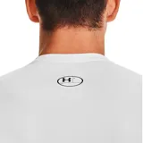 Remera deportiva blanca Under Armour HeatGear Armour de manga corta, corte ajustado y logo negro estampado en el pecho.