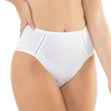 Bombacha de lycra blanca de tiro alto, con detalles acanalados en los laterales.