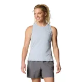 Musculosa deportiva Columbia de color gris claro, con cuello redondo y diseño sin mangas. Confeccionada con tecnología Omni-WICK para la gestión de la humedad y protección solar Omni-Shade UPF 50.