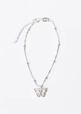 Pulsera veneciana de plata 925 con esferas y dije de mariposa con zirconias.